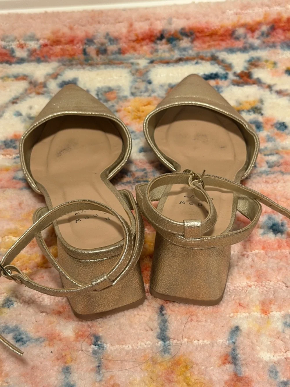 a new day Metallic Gold Pointed Ankle-Strap Heels